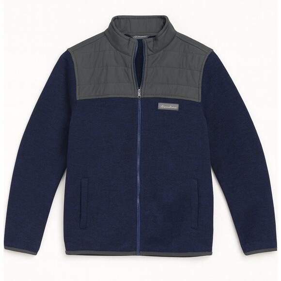 Eddie Bauer Kids Fleece Jacket 12/14 Blue Full Zip with Quilted Shoulders - Picture 1 of 11